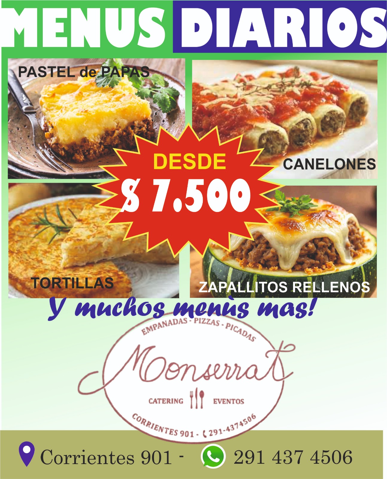 Menús diarios $7500